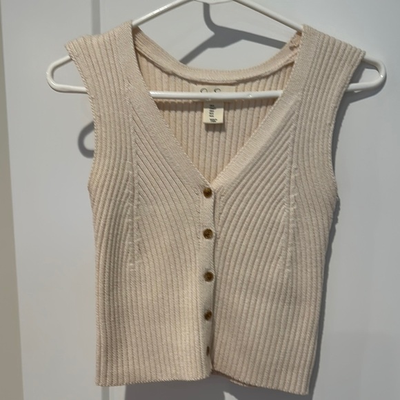 Jessica Simpson Tops - Jessica Simpson Cream Ribbed Knit Button-Down Top